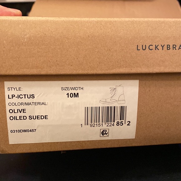 NWT Lucky Brand LP Ictus Olive Oiled Suede leather lace up Combat ankle boots 10 - Picture 17 of 17